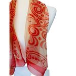 Vintage 60's 70's Red & Gray Cream Swirls & Dots Pattern Retro 16x40‎ Photo 3