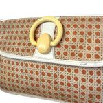 Vintage Lulu Guinness Lattice Print Coral White Vinyl Trim Wristlet Clutch Bag Photo 9