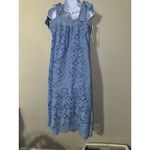 Renee C. Women's Blue Lace Midi Dress Sleeveless Tie‎ Strap Size S Photo 3