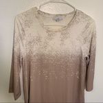 H by Halston H Halston Asymmetric Tunic Top White Tan Dots XS Photo 1