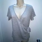 Caution to the Wind Asymmetrical Self-tie Gray Top Photo 5