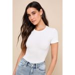 Lulus Kinship White Ribbed Bodysuit S NWT Photo 1