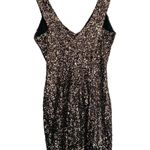 Dress the Population  Sam Plunge Neckline Mini Bodycon Dress Bronze Black Small Photo 2