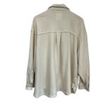 Aerie Oversized Lumberjack Button Down Shacket Top Cream Beige Long Sleeve Sz L Photo 1