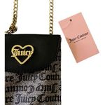 Juicy Couture NWT--A LITTLE PIECE OF HEART FLAP CELLIE-CROSSBODY Black and beige, leather and gold chain strap, measures 7x5 inches Photo 3