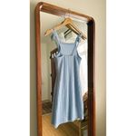 ZARA  Cable Weave Bodycon Knit Mini Dress Square Neck in Light Blue Women's Small Photo 3