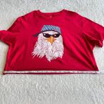 Way To Celebrate Patriotic Graphic Cropped T Shirt Womens XL 1X Red Biker Eagle Red Photo 7