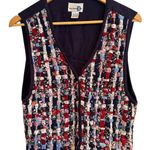 Vintage 90s Paul Harris Design Quilted Vest Size Large Boho Top Floral Patchwork Blue Photo 1