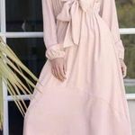 Lulus  Blush Pink Tie Front Long Sleeve Midi Dress Balloon Sleeve Size S Photo 0