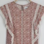 MISA Los Angeles ‎ Nilu Top Small Pink Washed Tile Print Lace Trim Boho Blouse Photo 3