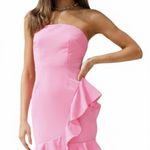 Hello Molly  Bright Pink Strapless Mini Dress Ruffle M 6 Party Date Night Photo 0