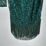 Pretty Little Thing Emerald Green sequin lace Long Sleeve Dress fringe 4 NWT party Photo 7