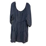 Mlle Gabrielle  Tiered Ruffle Button Front Casual 3/4 Sleeve Blue‎ Dress 3X Photo 4