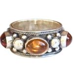 Vintage Sterling Silver Amber Cabochon Ring Sz 7 Photo 1