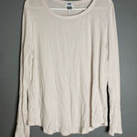 Old Navy  White Pink Waffle Knit Scoop Neck Top Size XL Photo 0