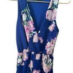 Olive & Pim Blue Floral Surplice Sleeveless Jumper Romper Size Small Ruffles Photo 0