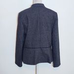 Talbots Navy Houndstooth Blazer Size 6 Navy Collarless Suit Jacket Photo 4