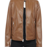 Apt. 9  Faux Leather Moto Motorcycle Jacket Coat Chestnut Brown Womens Size M Photo 0