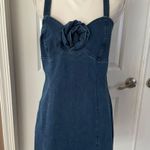 Anthropologie Porridge Rosette Denim Slim Mini Dress Photo 5