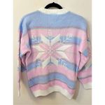 Vintage 90s Pastel Winter Snowflake Sweater Small Pink Photo 4