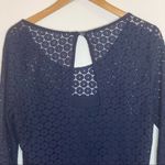 Quiksilver  Sheer Lace Shift Dress With Slip Navy Keyhole Cutout Back Large Photo 6