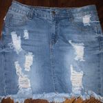 Wax Jean Los Angeles Ripped Denim Skirt Photo 0