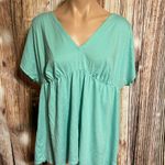 Cacique Mint V-Neck Peplum Blouse Photo 1