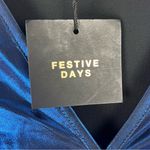 ZARA  Blue Metallic Laminated Long Sleeves Front Cutouts  Bodysuit Size Medium Photo 4