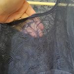 Free People Navy Blue Sheer Short Sleeve Blouse Womens S Lace Boho Fall Flutter Photo 2
