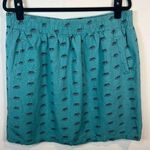 Loft Outlet Women's Linen Blend Skirt Teal All Over Elephant Print Pockets Large Photo 0