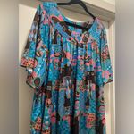 VTG 80s 90s Anthony Richards Blue & Pink Retro Maxi House Dress Kaftan Muumuu Size L Photo 6