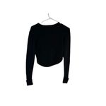 CAbi Black Ribbed Cropped Sweater with Shoulder Detail Long Sleeve Pullover XS Photo 3