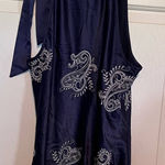 Soulmates  Women's Shoulder Tie Blue Embroidered‎ Sleeveless Blouse Size M Photo 0