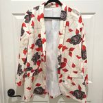 Boutique Cream Floral Open Front Blazer Large Photo 0