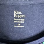 kim rogers Green Stripe Green Dot Pink Florals Stretch 3/4 Sleeve Top Size 2X Photo 4