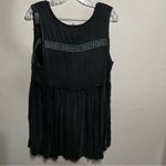 POL Washed Black Ultra-soft Boho Baby Doll Deep V Neck Lace Detail High Low Top Photo 9
