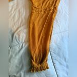 Wonderly  Mustard Yellow Textured V-Neck Top Size XL With Tassels Photo 4