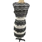 Sangria Petite Black Cream Sheath Knee Length Dress Lace Tiered Flapper Gatsby Size 10P Photo 3