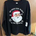 Terra & Sky  Black Long Sleeve Graphic Print  Santa “He Sees You” Women’s 1X NWT Photo 1