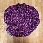 For Love & Lemons Lola Silk Like Pajama Top Long Sleeve Pink Black Floral XS Photo 0