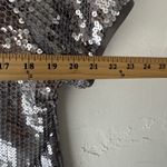 August Silk Shirt Vintage 90s 1X Gray Silver Sequin Party Top Swifty Disco Photo 3