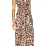 Jonathan Simkhai Leopard Print Tie Back Jumpsuit Size Medium Black Photo 2