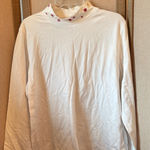 Christopher & Banks  White Long Sleeve Tee with red Floral Details xl Photo 0