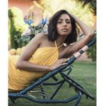 Mac Duggal Halter Neck Rouched Side Front Slit Gown in Marigold Size Large Photo 2