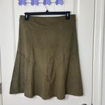 Dress Barn NWOT women’s greenish brown faux suede elastic pocket flowy skirt L Photo 2