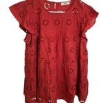 Entro Eyelet Lace Blouse Burnt Orange L Photo 0