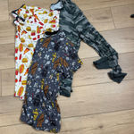 Women’s Little Sleepies Pajama Tops Set of 3 Camo, Star Wars, Fries Gray Size L Photo 0