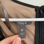 EUC | Muse women’s faux‎ leather black nude sheer sleeveless dress size 10 Photo 3