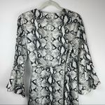 525 America Satin Snakeskin Print Wrap Dress Sz Medium Ruffle Bell Sleeve Photo 8