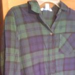 Old Navy Women's Classic  Green and Blue Flannel Shirt Photo 1